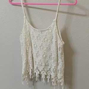 Beige Printed Tank Top.